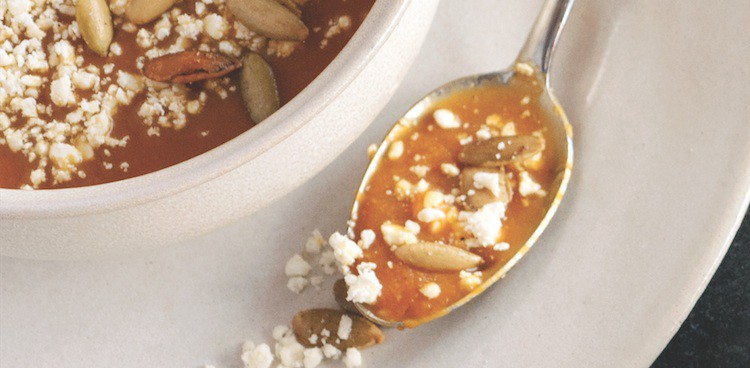 Gingered Pumpkin Cotija Soup