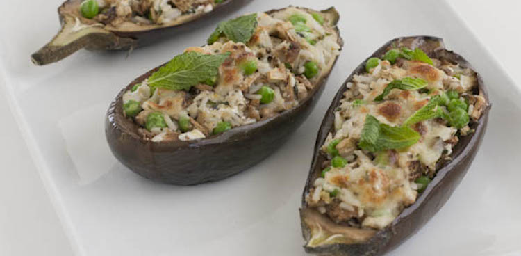 stuffed eggplant with smoked mozzarella