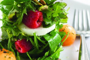 Melon, Arugula, Goat Cheese, and Pistachio Salad