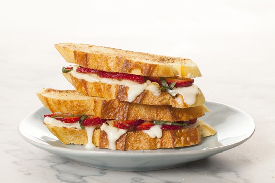 Strawberry & French Goat Cheese Grilled Sandwich with Basil
