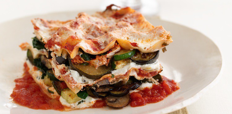 Summer goat cheese and vegetable lasagna with Vermont Creamery chevre