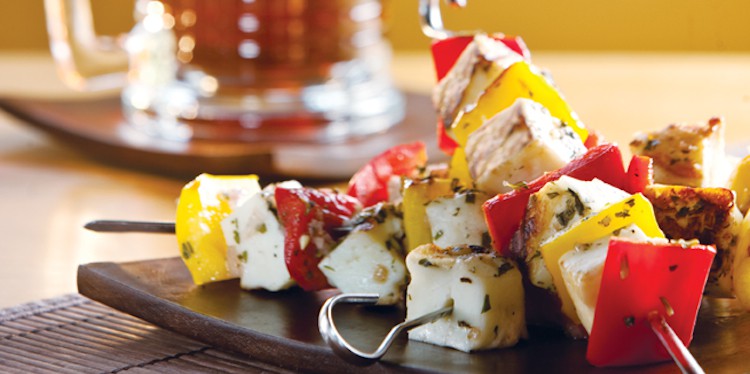 Grilled Halloumi Kebabs with Bell Peppers