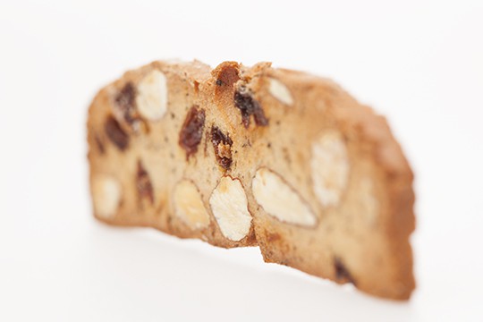 A closeup of almond-raisin cracker from Daelia's Biscuits for Cheese