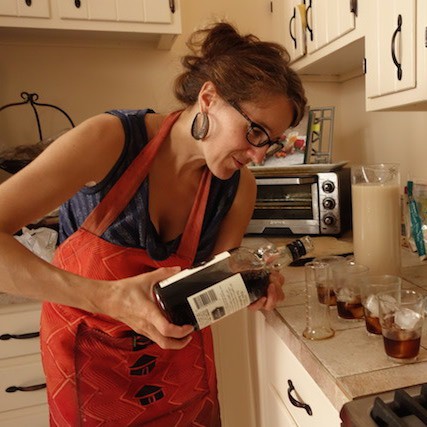 Tenaya Darlington (aka Madame Fromage) fixing drunken horchata in her Philly kitchen