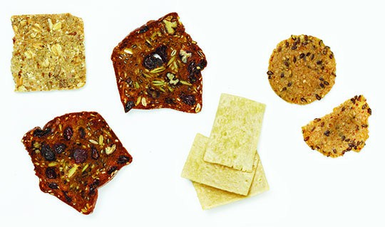 An assortment of gluten-free crackers available for purchase.