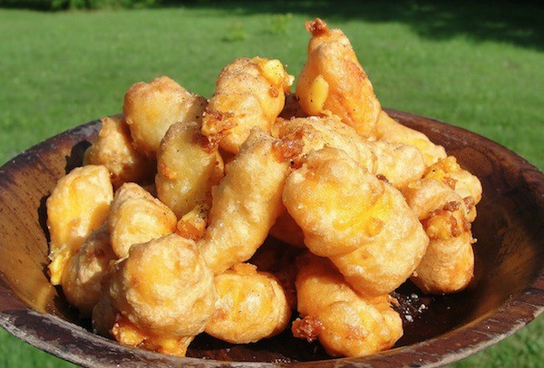 Fried cheese curds on plate
