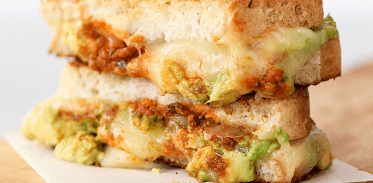 Garlicky avocado grilled cheese