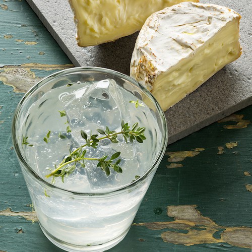 Photographer Joe Greene portrait of gin fizz with thyme and red hawk cheese