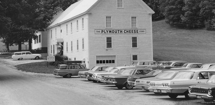 The historic Plymouth Cheese factory in black and white