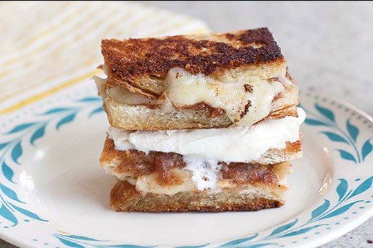 A grilled cheese sandwich layered with High Road vanilla ice cream