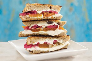 Mozzarella Panini with Pressed Apricot & Pickled Red Onion