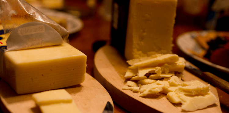 aged blocks of cheddar