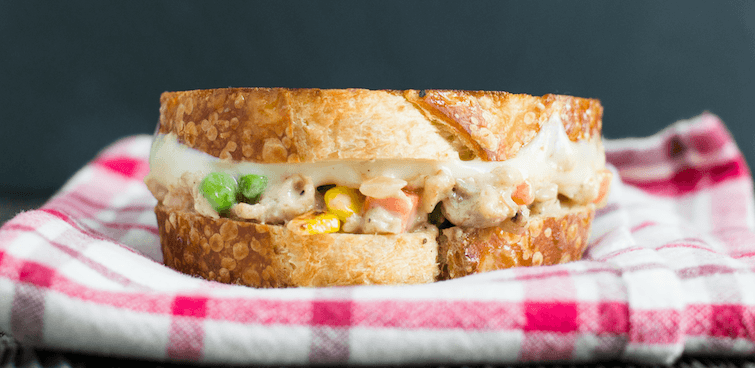 chicken pot pie grilled cheese