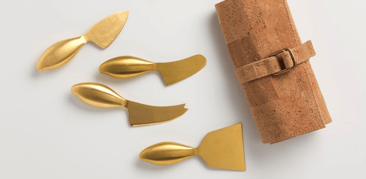 gold plated cheese knives