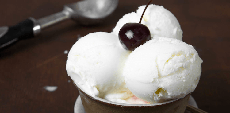 Frozen yogurt with cherry on top