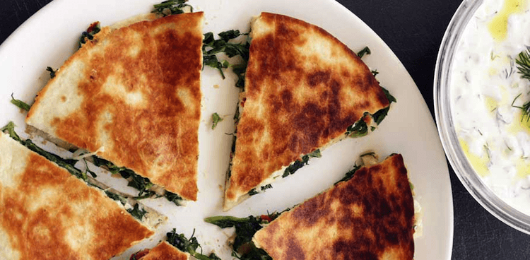 spanikopita quesadilla