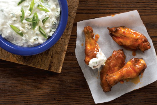 Baked Buffalo Chicken Wings with Blue Cheese Dip