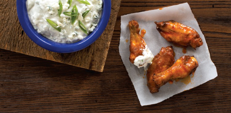 Baked Buffalo Chicken Wings with Blue Cheese Dip