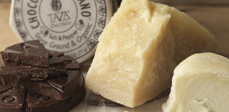 Taza chocolate paired with cheese from Formaggio Kitchen