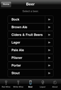 Beer list from Wisconsin Cheese Cupid app