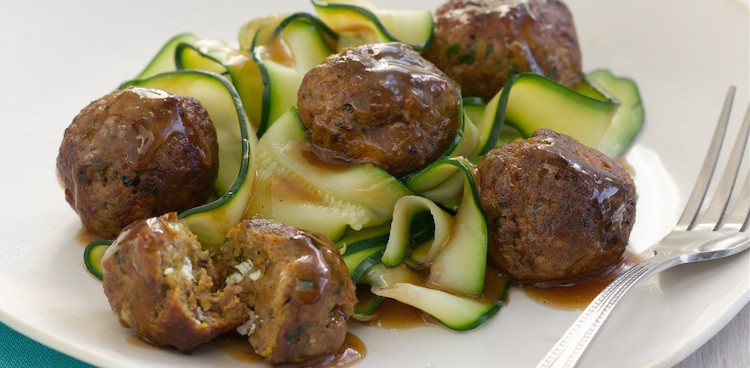 Moroccan Feta Meatballs with Ras El Hanout and Zucchini Noodles