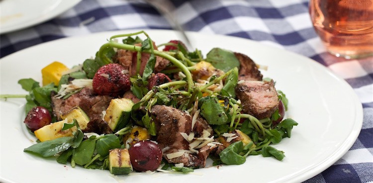 Grilled Flank Steak Salad with Balsamic–Red Wine Dressing