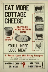 U.S. Government Poster Comparing Protein Content of Cottage Cheese and Meat