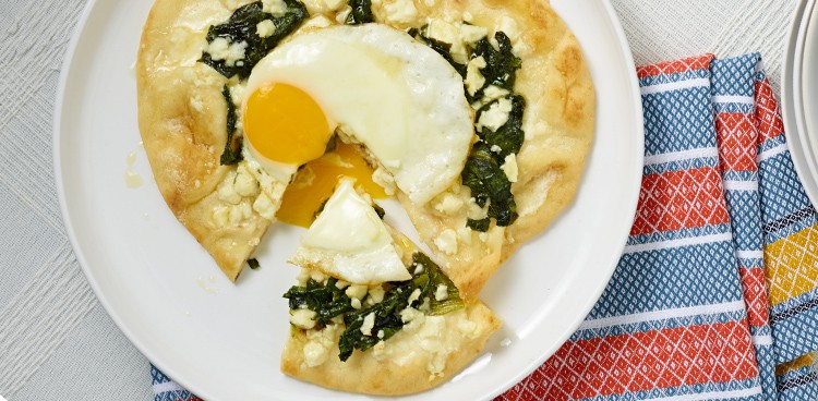 flatbread topped with egg and cheese