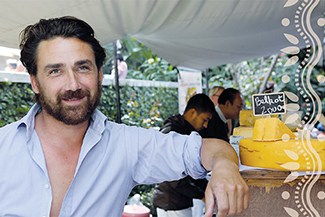 François Driard at the farmers' market he founded at Le Sherpa in Kathmandu.
