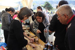 Tasting goodies at the Caucasian Cheese Festival