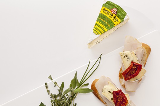 herb soft-ripened cheese and turkey baguette