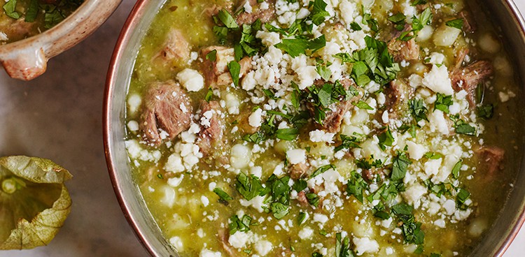 green pozole. Photographed by Lauren Volo
