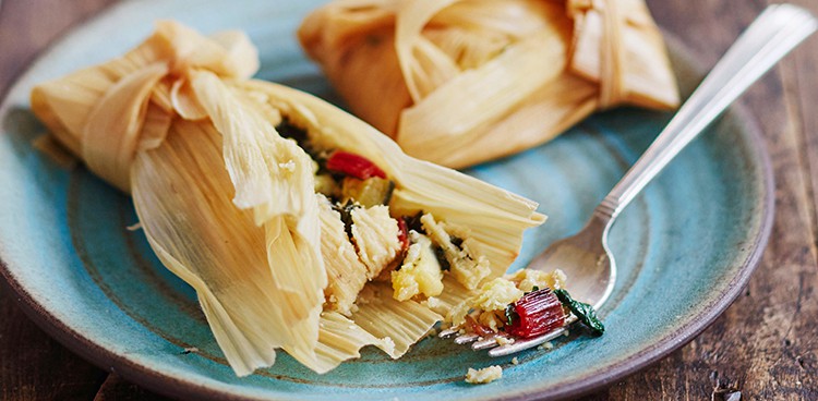 green vegetable tamales. Photographed by Lauren Volo