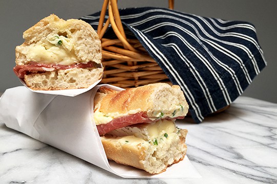 French Baguette Sandwich with Brie du Pommier