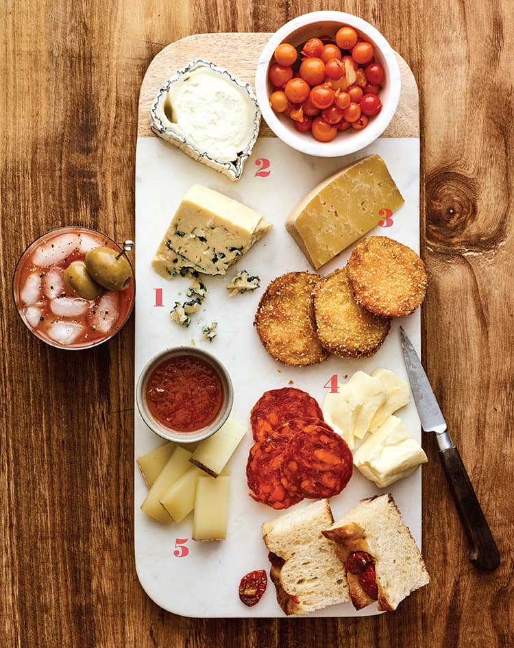 cheese plate with tomatoes