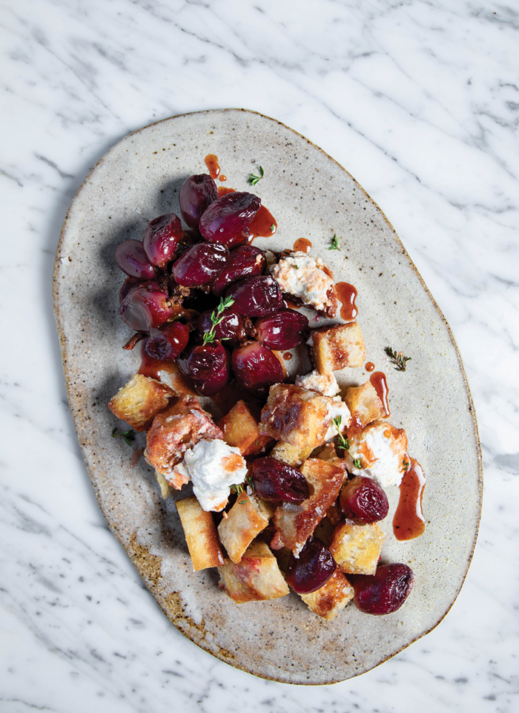 Roasted Caramelized Grape and Chèvre Panzanella | culture: the word on cheese