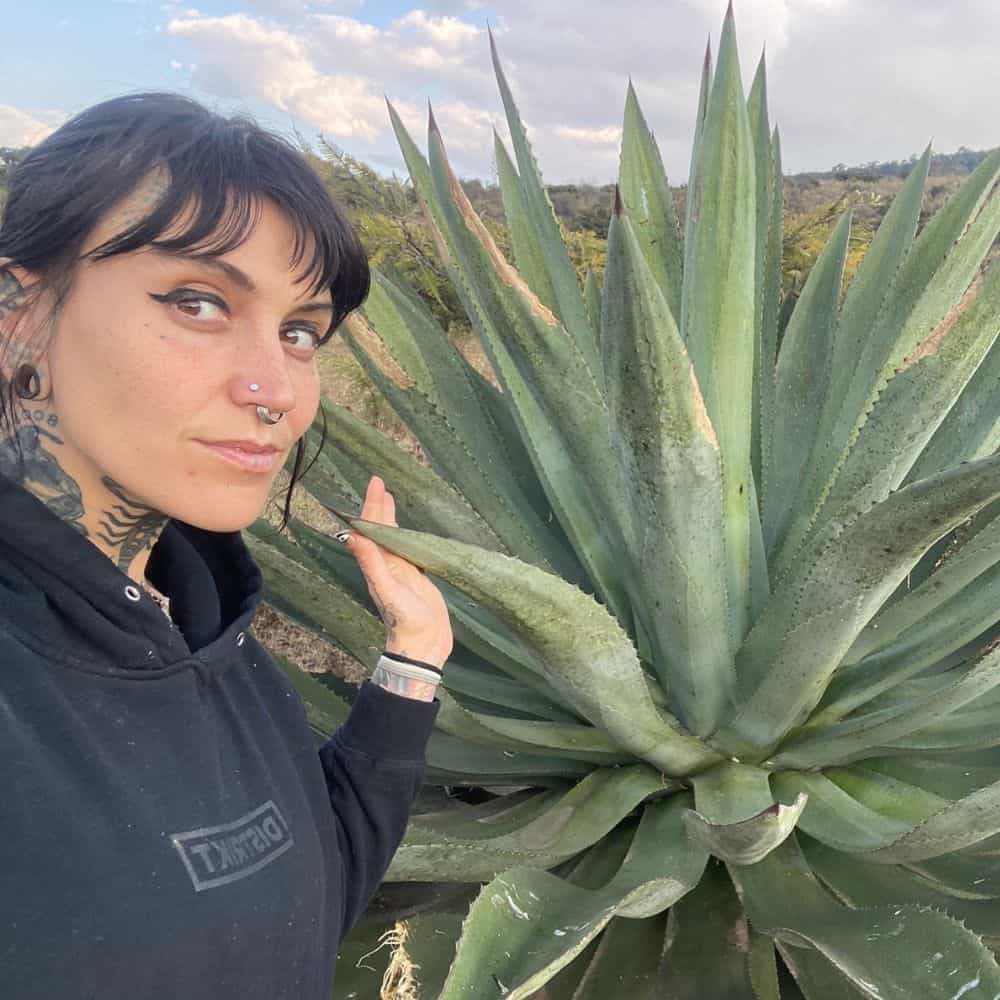 Julia Gross next to agave