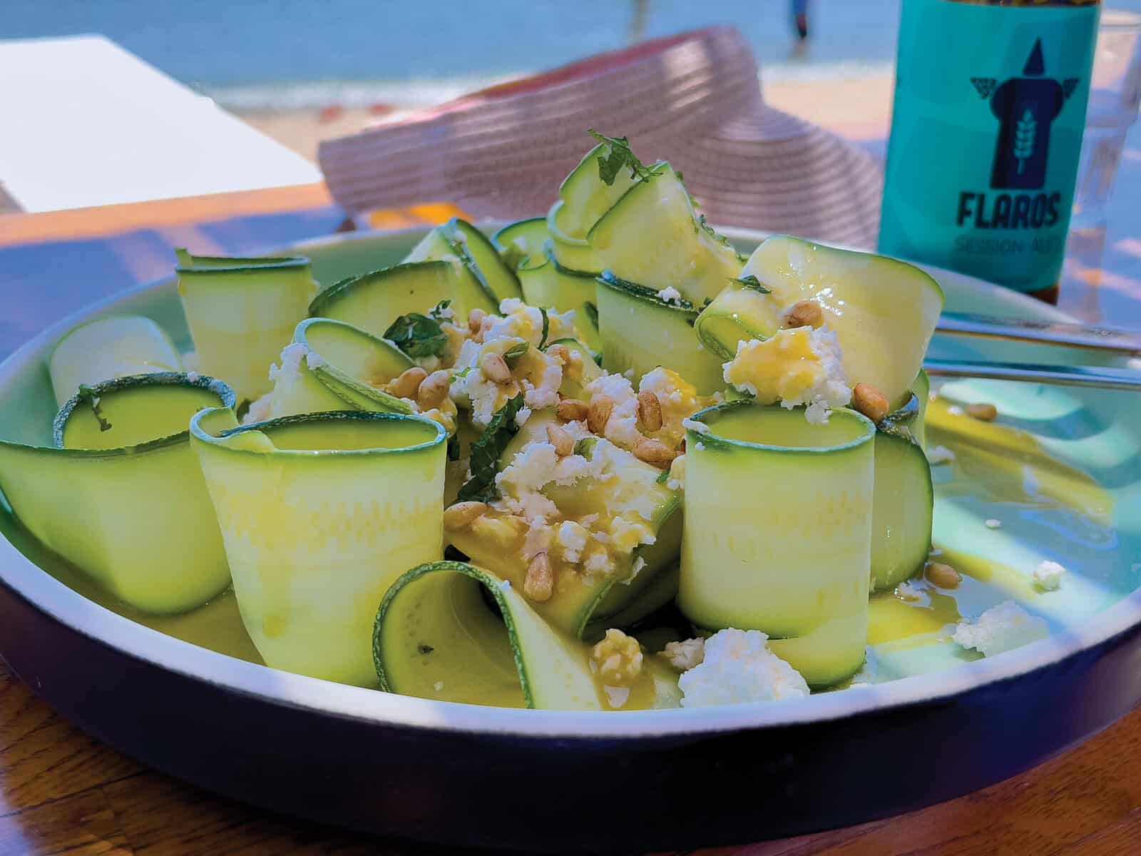 Zucchini Carpaccio with Feta, Pine Nuts, and Mint