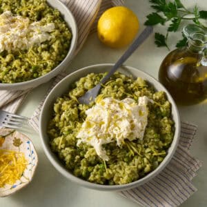 Lemon Herb Risotto with Burrata
