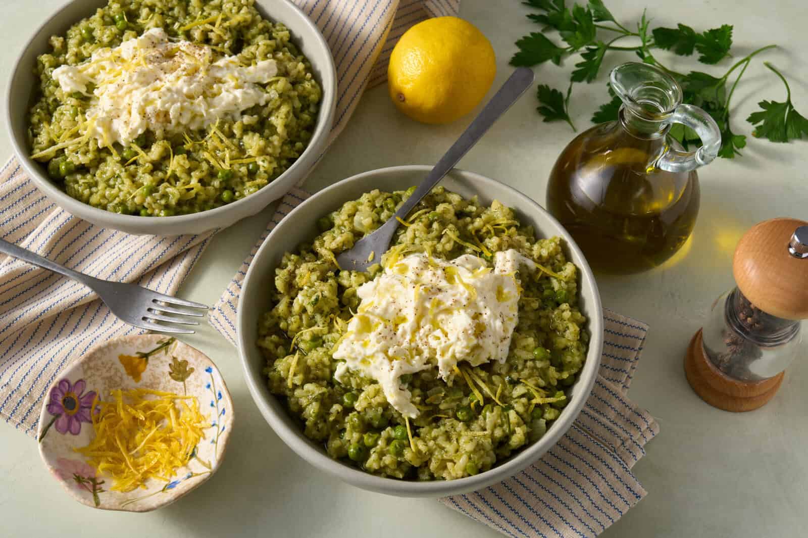 Lemon Herb Risotto with Burrata